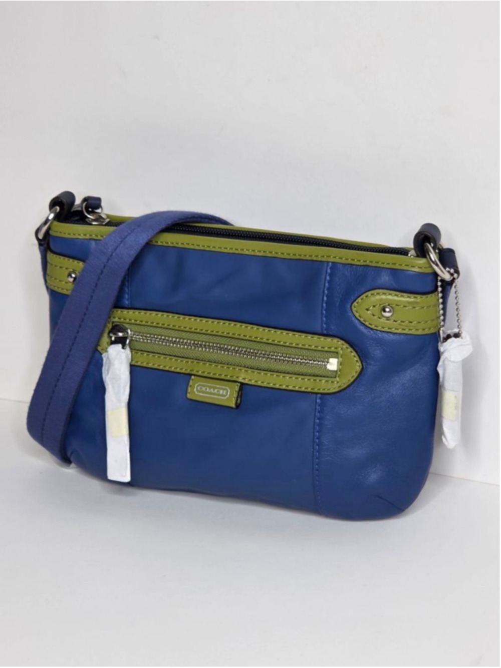 Coach Daisy Spectator Leather Swingpack Crossbody Bag Moonlight Blue Colorblock